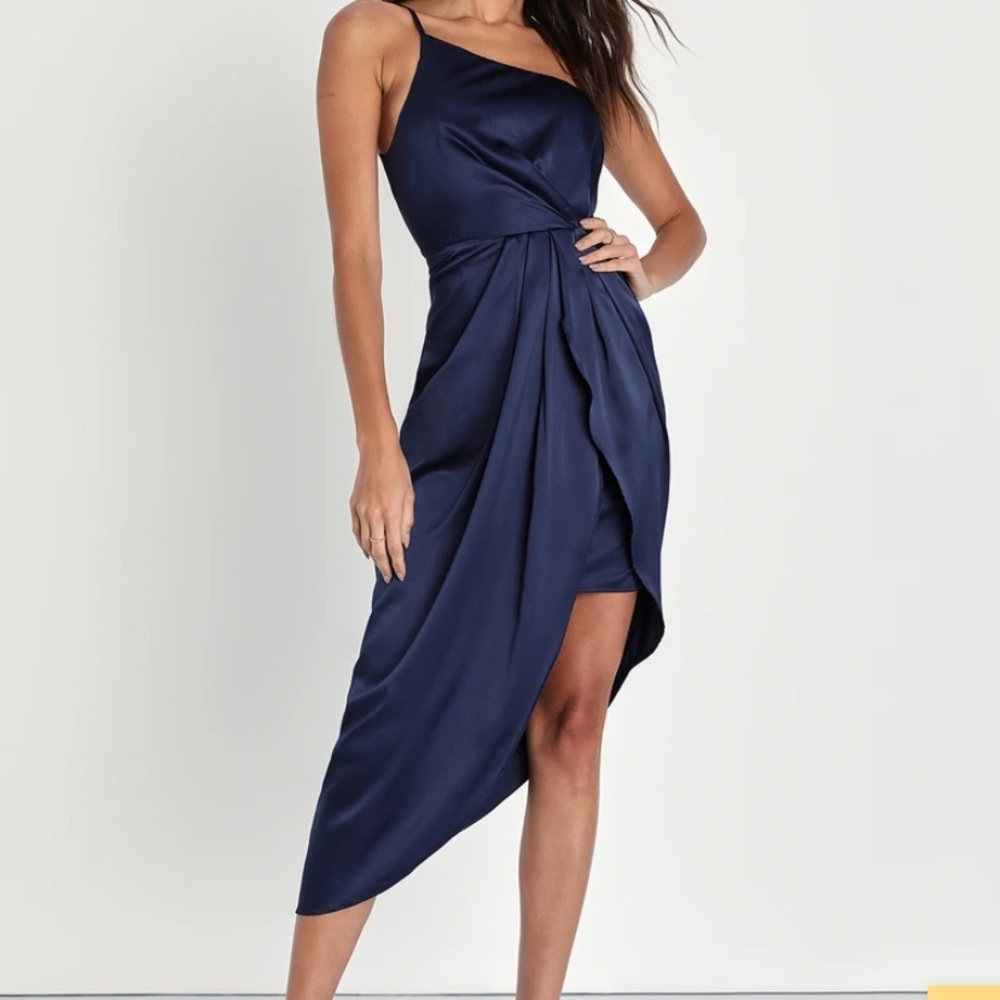 Law of Attraction Purple One-Shoulder Asymmetrical Midi Dress